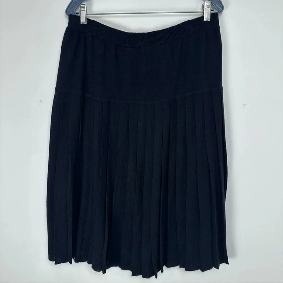 Elisabeth Liz Claiborne Women’s Vintage Wool Pleated Skirt Size 2/Large Black - Picture 1 of 4